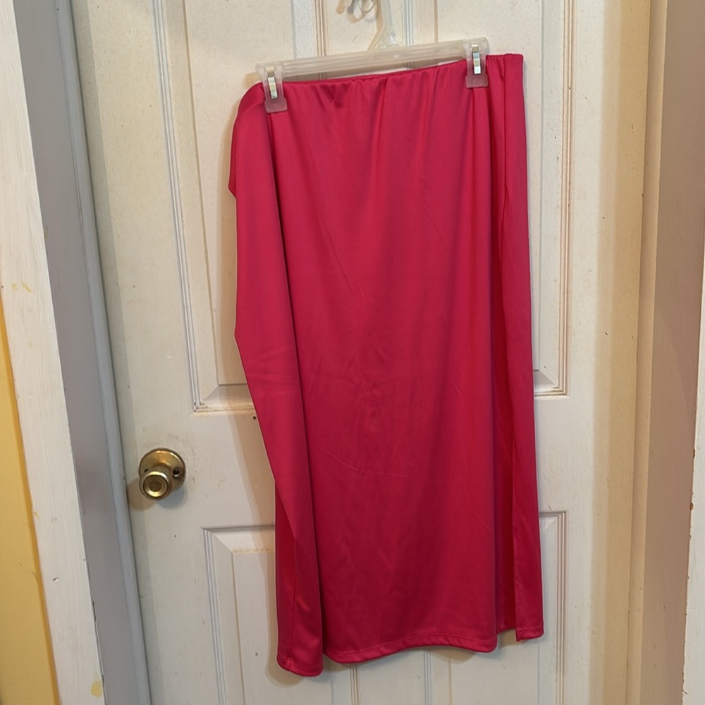 Women's Pink Stretch Midi Skirt